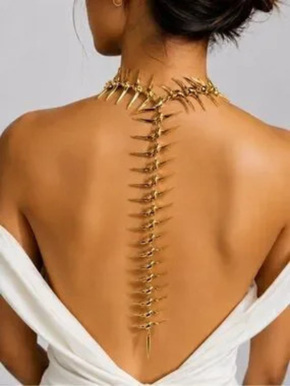 Golden Spine Collar Necklace | Luxe Couture Body Jewelry